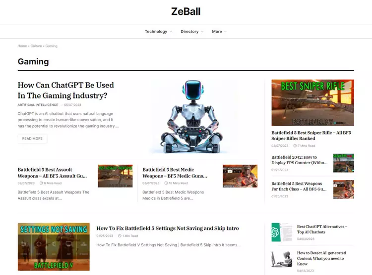 ZeBall - وب سایت اخبار فناوری