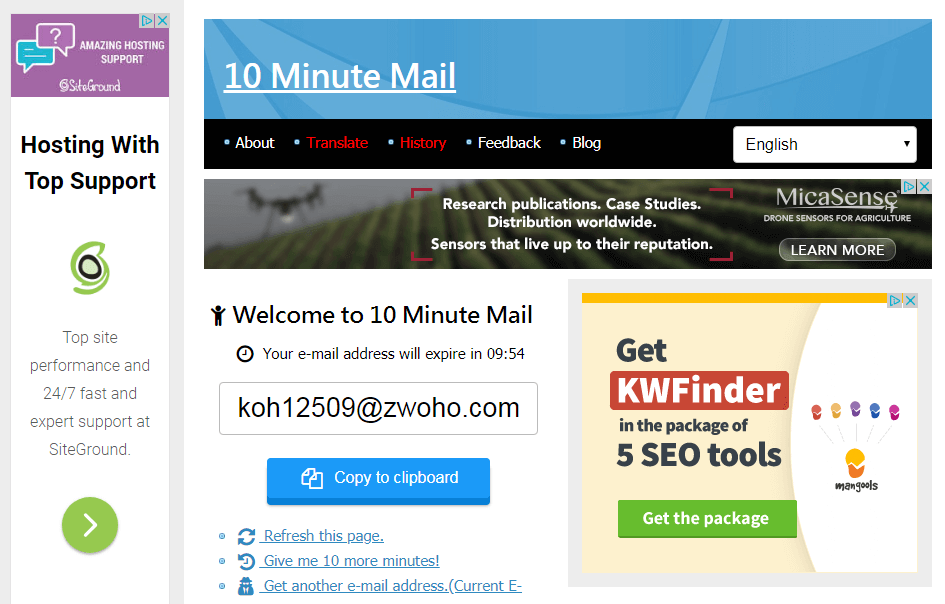 ساخت ایمیل 10 دقیقه ای