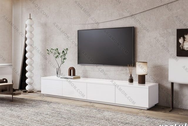 میز تلویزیون مینیمال سفید