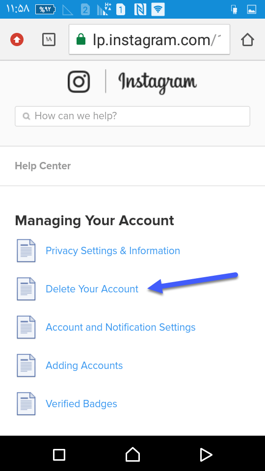 حذف اکانت اینستاگرام در موبایل4