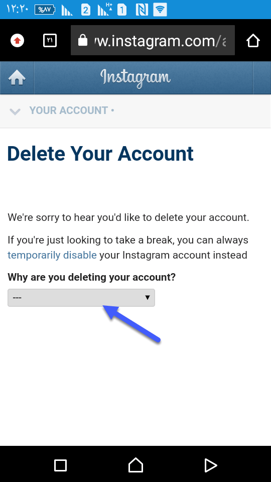 حذف اکانت اینستاگرام در موبایل8