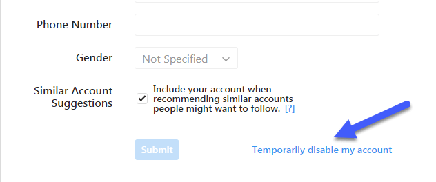 حذف موقت اکانت اینستاگرام3