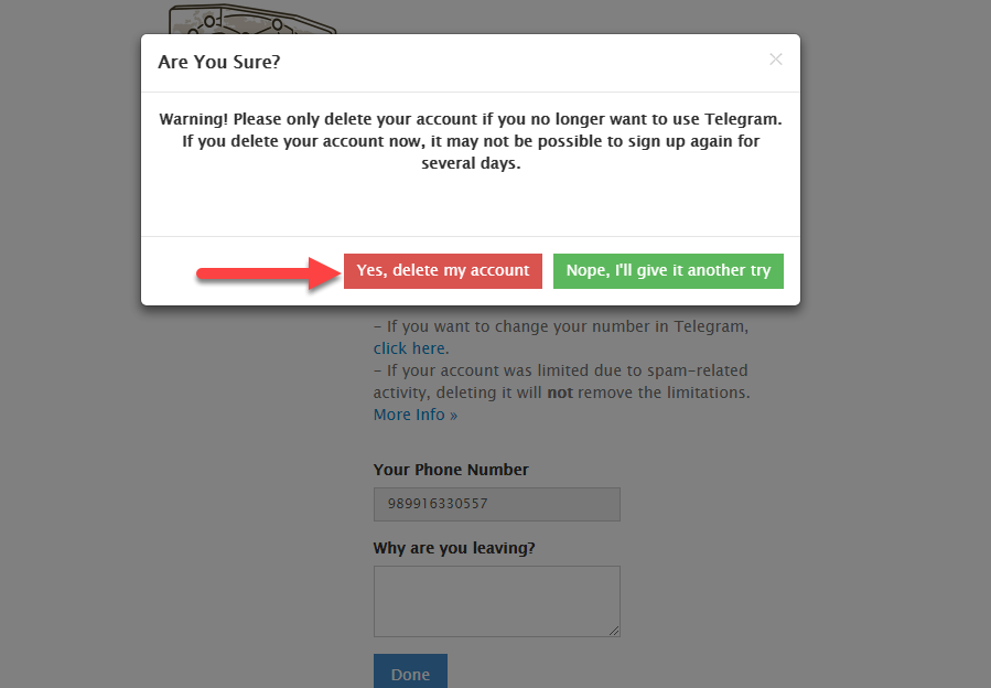 حذف اکانت تلگرام 7