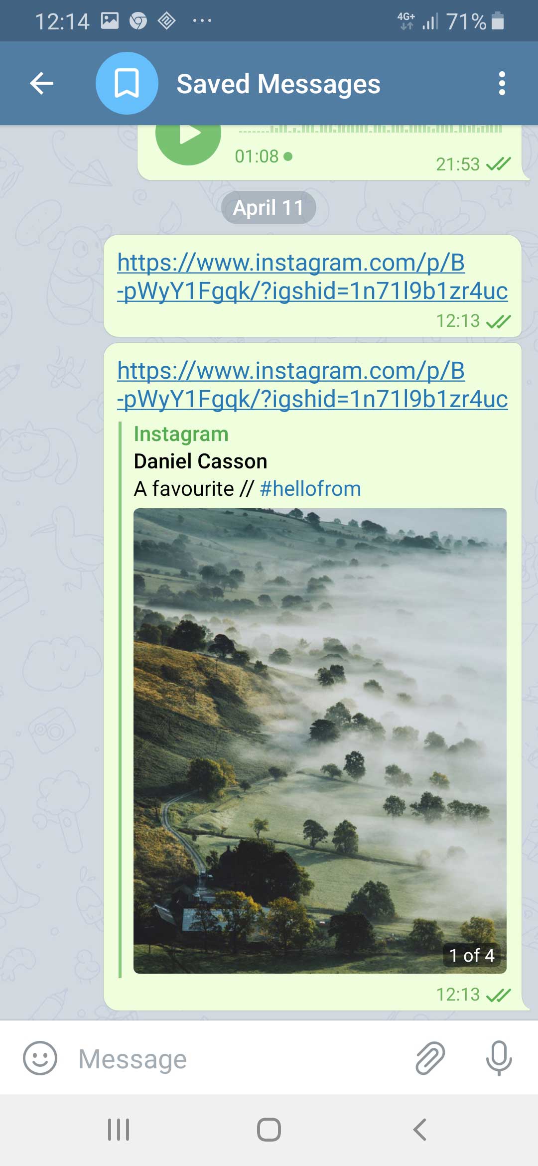 مراحل دانلود عکس و فیلم از اینستاگرام از طریق تلگرام