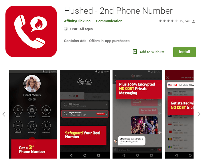 ساخت شماره مجازی با برنامه Hushed