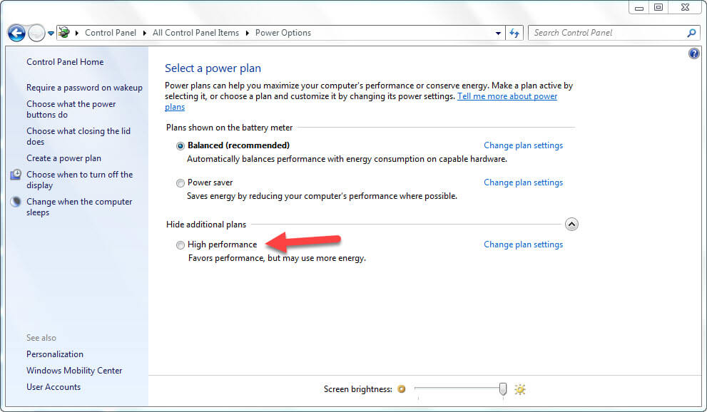 افزایش سرعت ویندوز با فعال سازی High performance