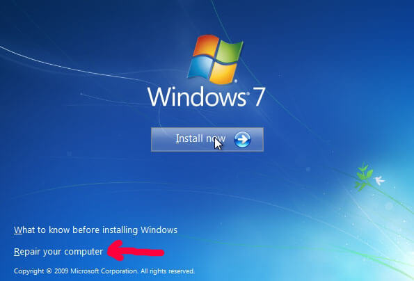 Repair کردن ویندوز 7