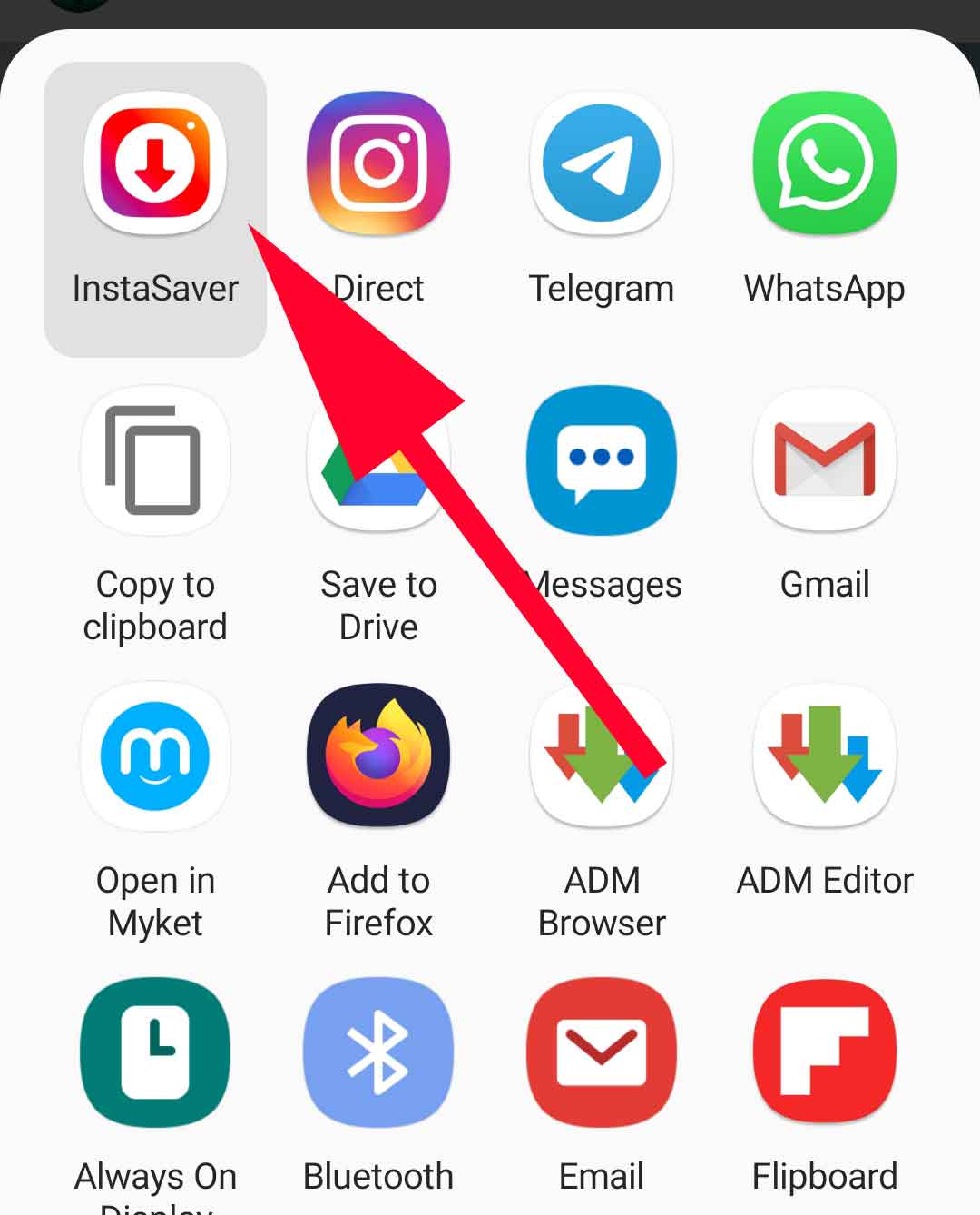 مراحل دانلود از طریق برنامه instasaver