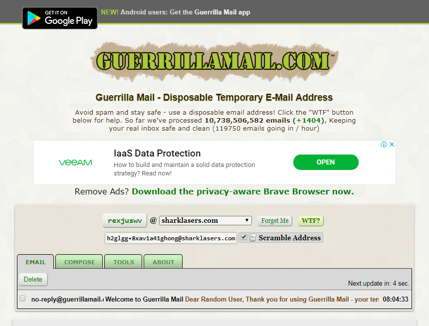 ایمیل موقت GuerrillaMail