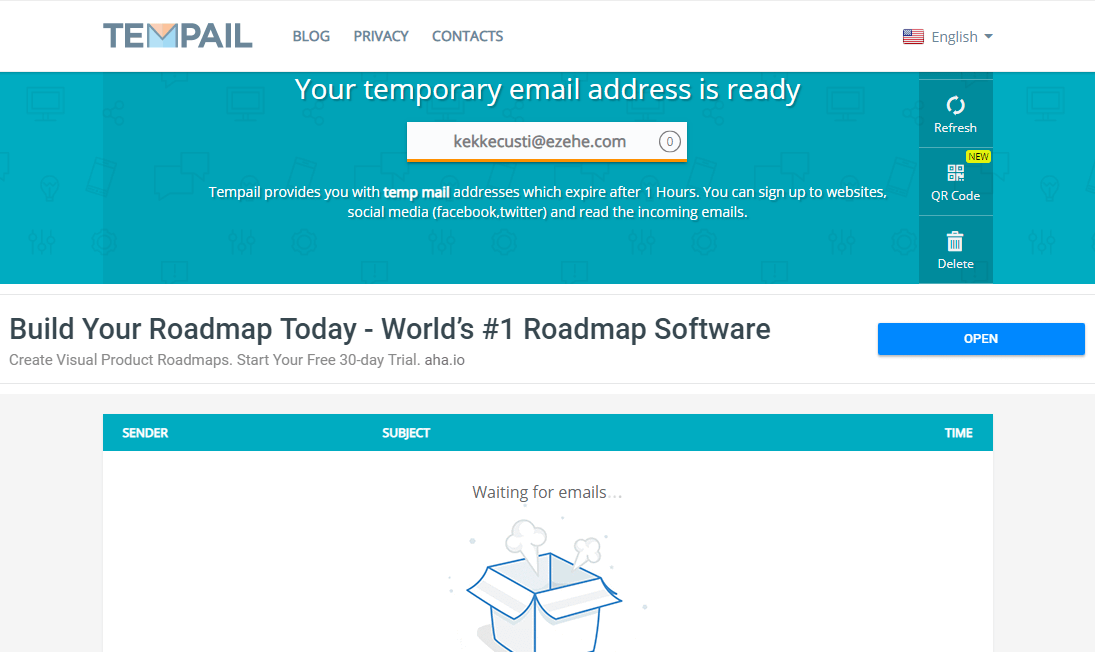 ایمیل یکبار مصرف tempail.com