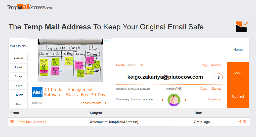ایمیل یک بار مصرف Tempmailaddress