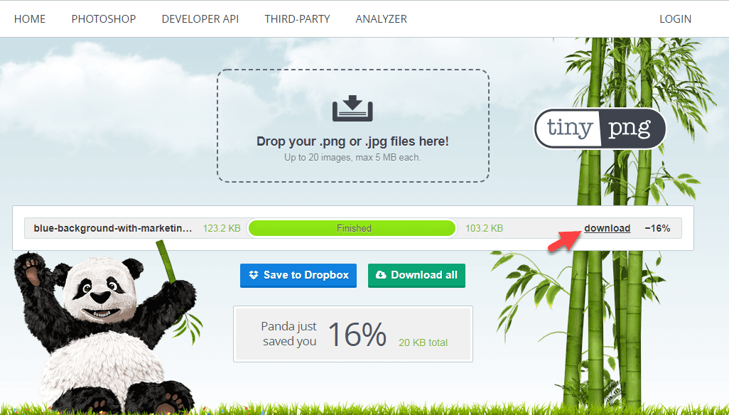 کاهش حجم تصاویر با سایت tinypng.com