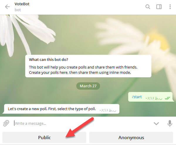 ساخت نظرسنجی با ربات vote
