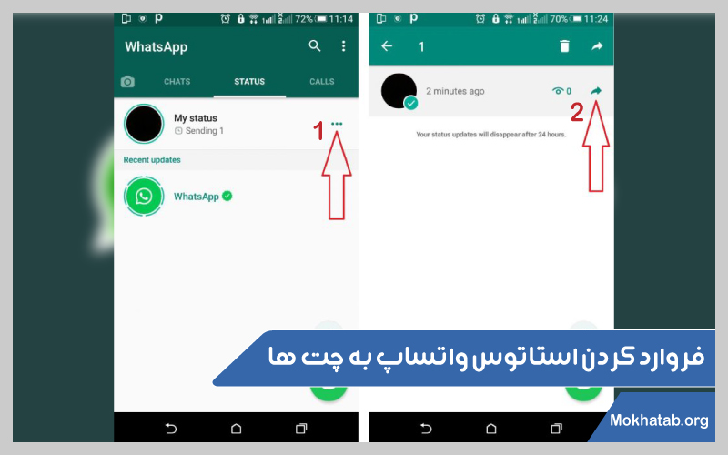 استاتوس-واتساپ-فروارد-کردن-استاتوس-واتساپ-به-چت-ها
